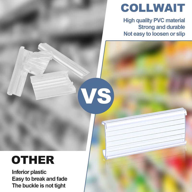 collwait 100 Pcs Label Holder Shelf Labels, Wire Shelf Label Holder with Label Paper Inserts, Shelf Labels for Wire Shelving, Metro Shelving Clips Plastic Label Holder Compatible with 1-1/4in Shelves - Image 4